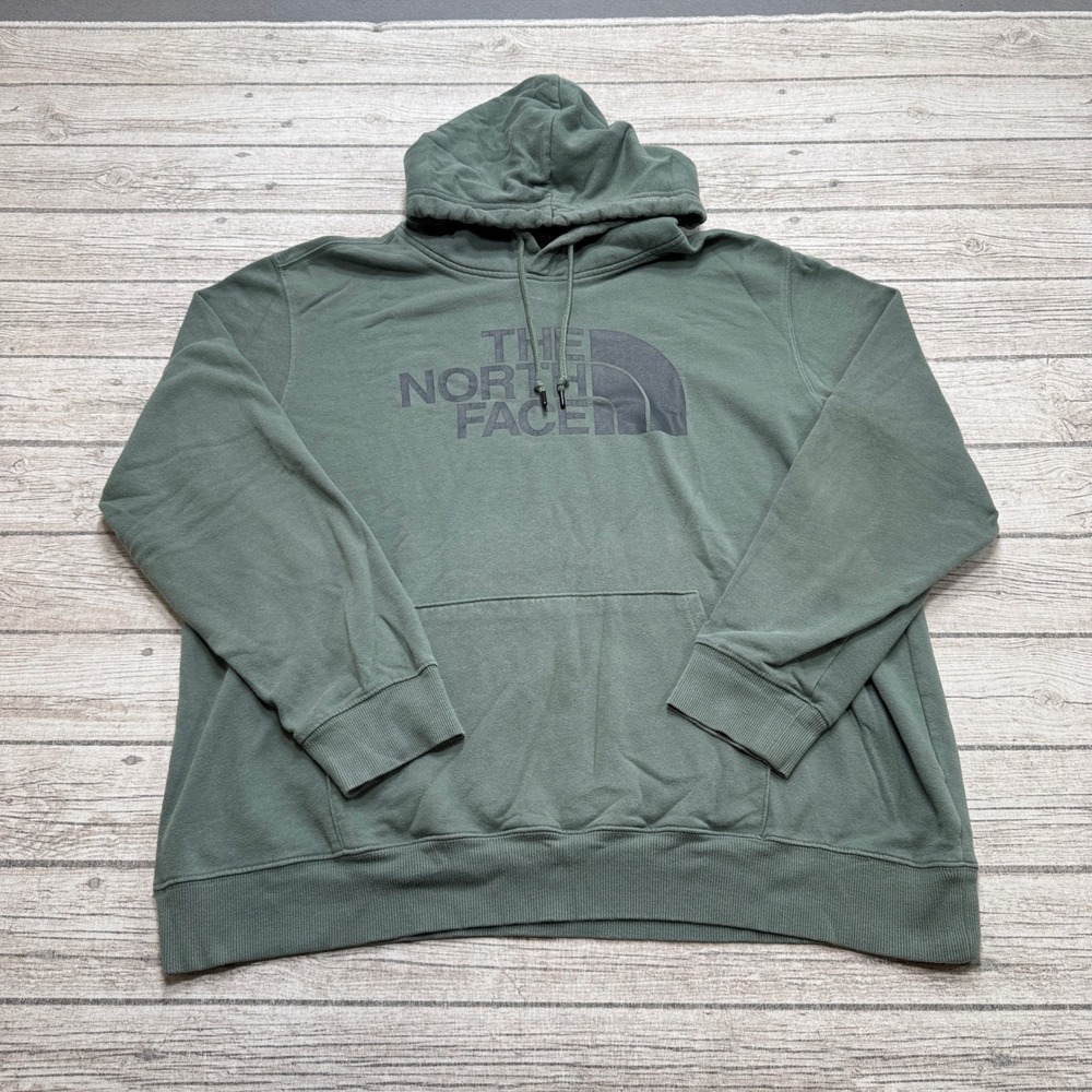 The North Face Hoodie Men's 2XL Green Fleece Lined Pullover Streetwear Gorpcore